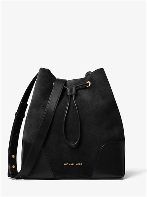 michael kors cary bag|Cary Medium Suede and Leather Bucket Bag.